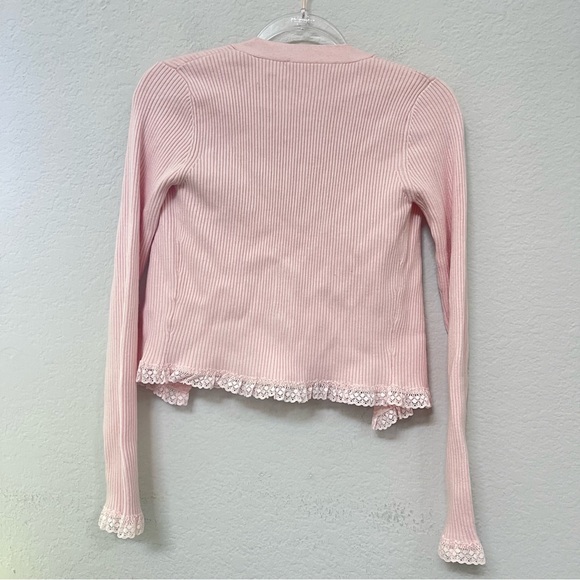 For Love & Lemons Cardigan & Bralette Pink Set Size Small - Picture 2 of 6